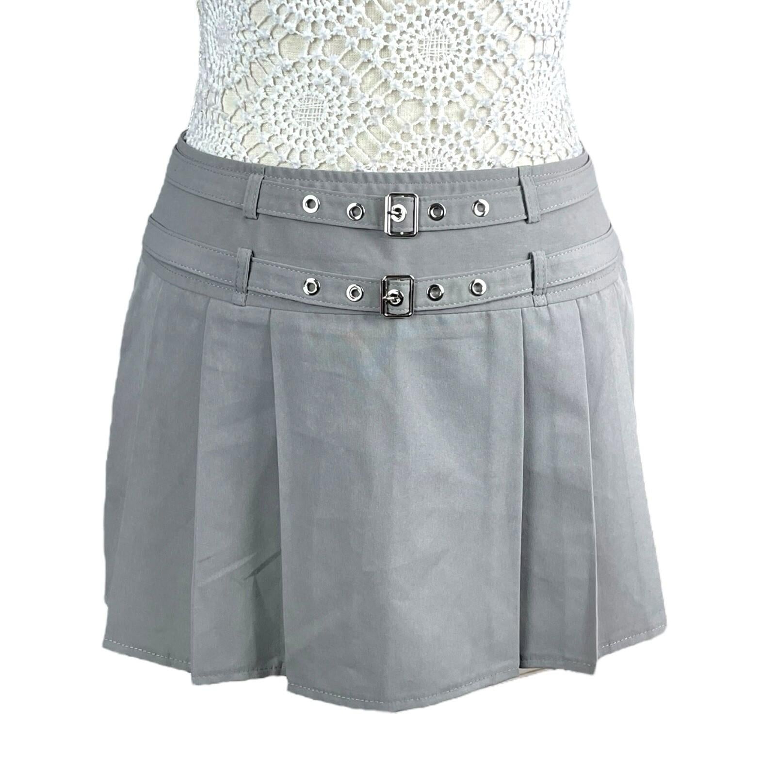 Ravi Famous Grey Pleated Skirt Double Buckle Women’s UK Size 10