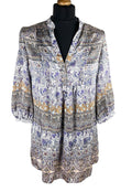 Wallis Satin Tunic Top Women’s UK Size 10 Paisley 3/4 Blouson Sleeves V-Neckline
