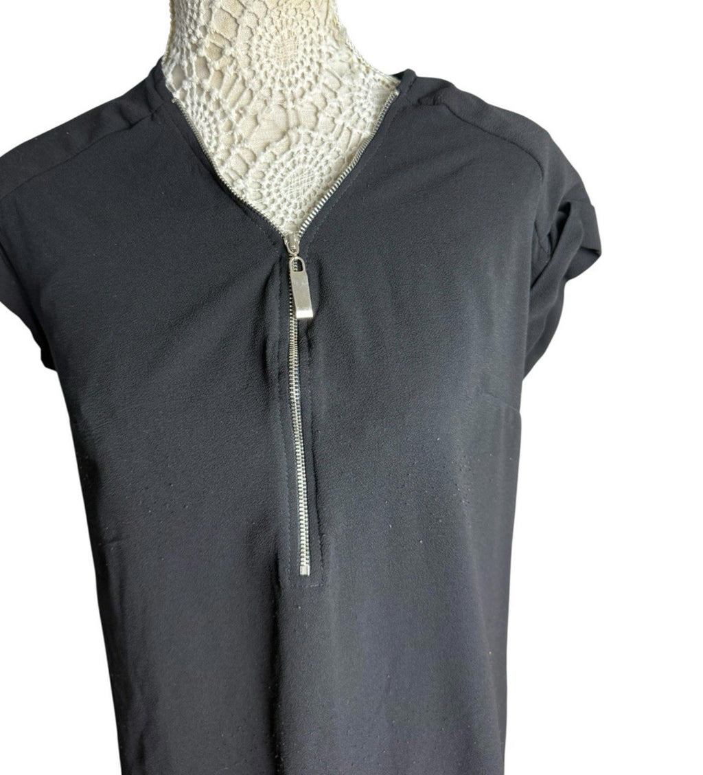 Papaya Black Long Top 1/4 Zip Short Sleeve Lightweight Women’s UK Size 10