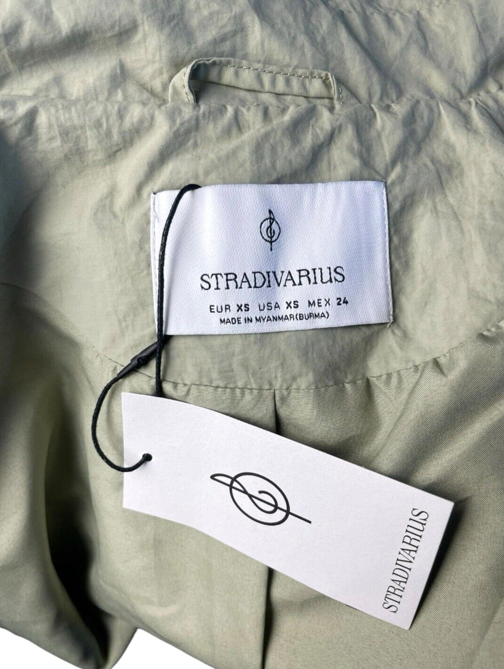 Stradivarius Light Kahki Trench Coat Cropped Relaxed Fit Women’s UK Size XS