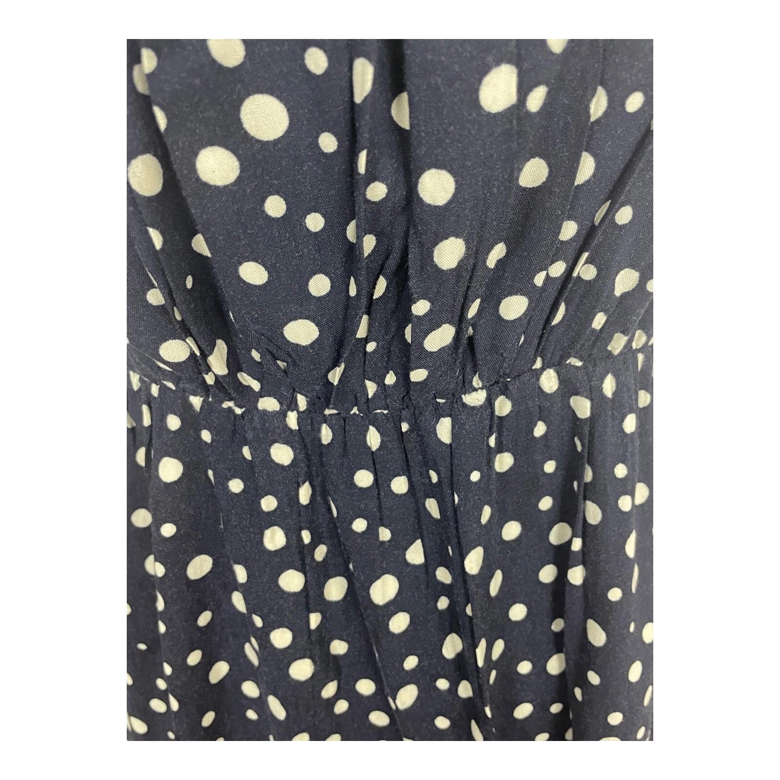 AX Paris Maxi Dress Polka Dot Navy & Cream Women's UK Size 10