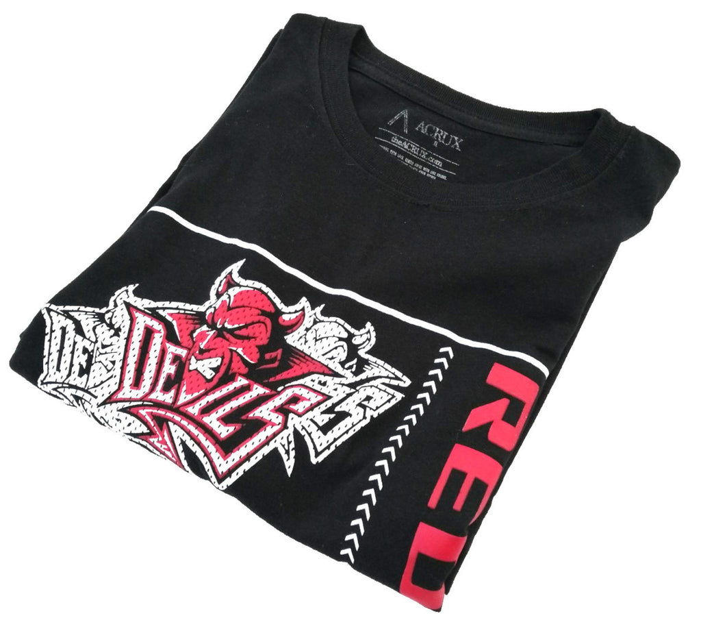 Devil's Red Central Graphic Print T-Shirt Men's Size L Black Crew Neck