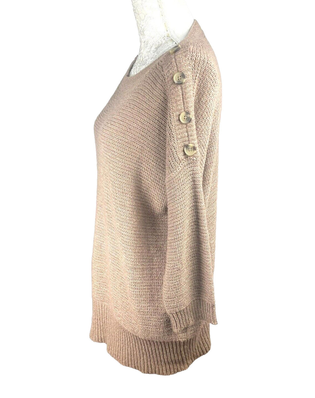 Wallis Knit Jumper Beige With Button Detail Women's UK Size 12-14