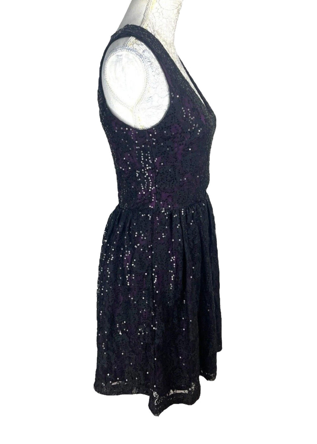 Oasis Sequin Dress Black & Purple Women’s UK Size S (8-10)