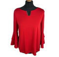 Klass Bright Red Blouse 3/4 Sleeve Gold Buckle Detail Women’s UK Size M