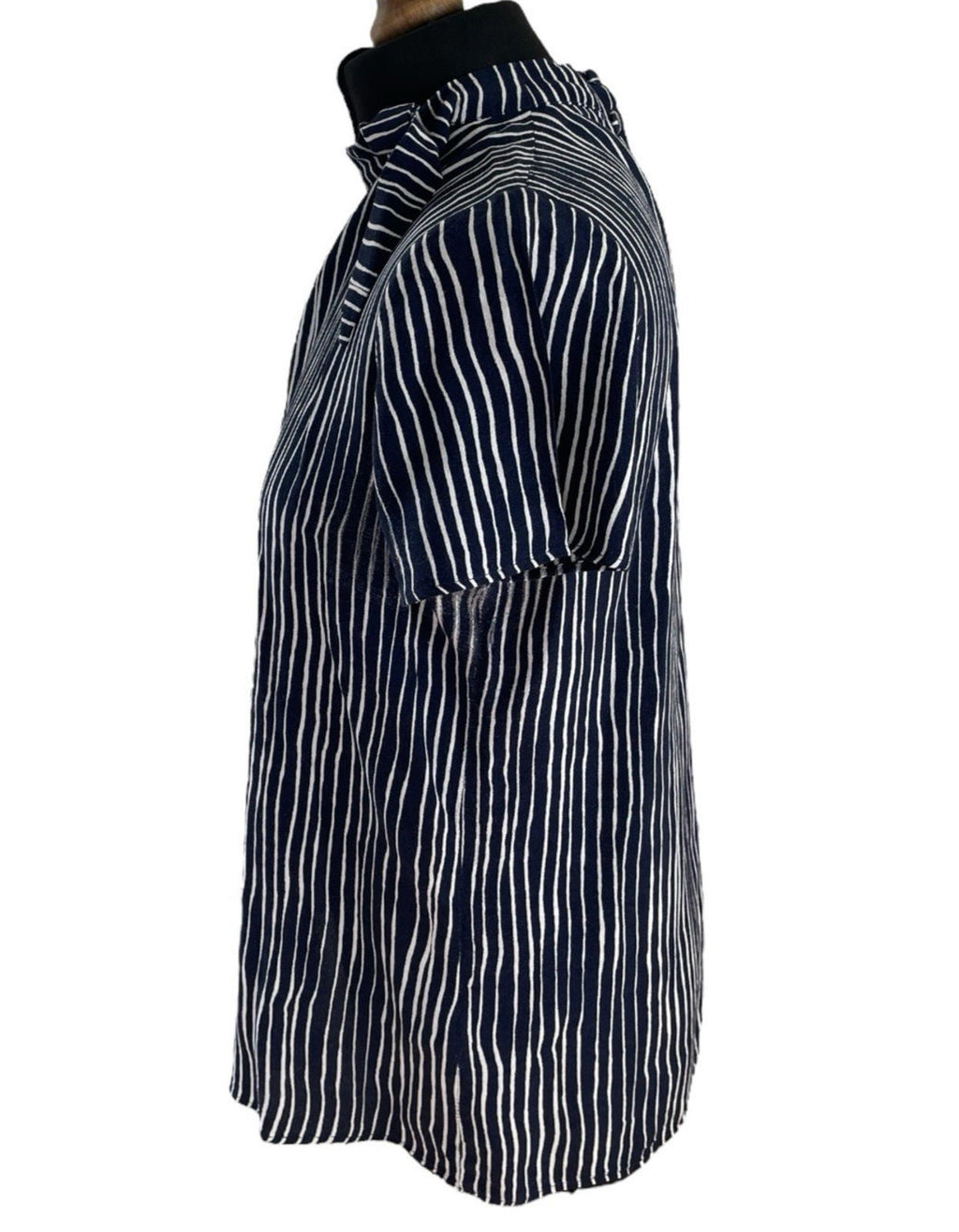 Next Navy Blouse High Neck Striped Lightweight Women’s UK Size 12