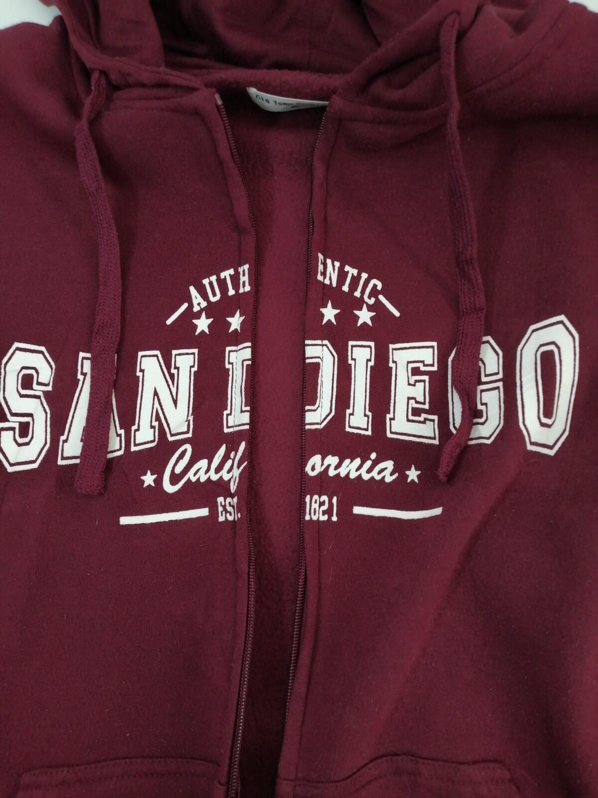 San Diego Zip Hoodie Men's UK Size XXL Red Jersey Hooded Jacket Pockets Sports