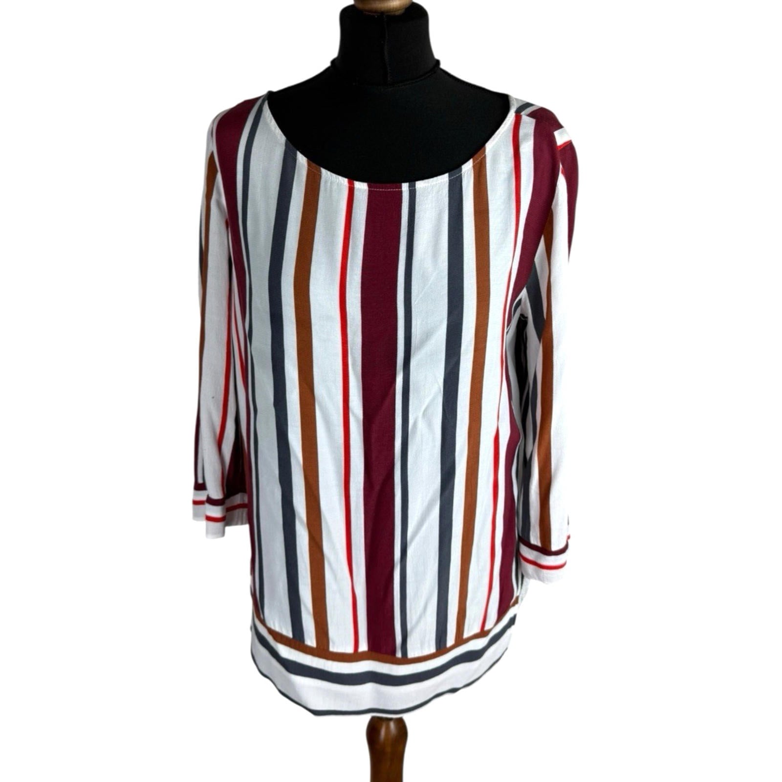 Next Stripe Blouse 3/4 Sleeve Round Neck Women’s UK Size 12