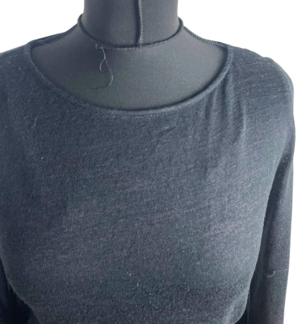 Divided Black Long Sleeve Blouse Top Frilled Hem Women’s UK Size S