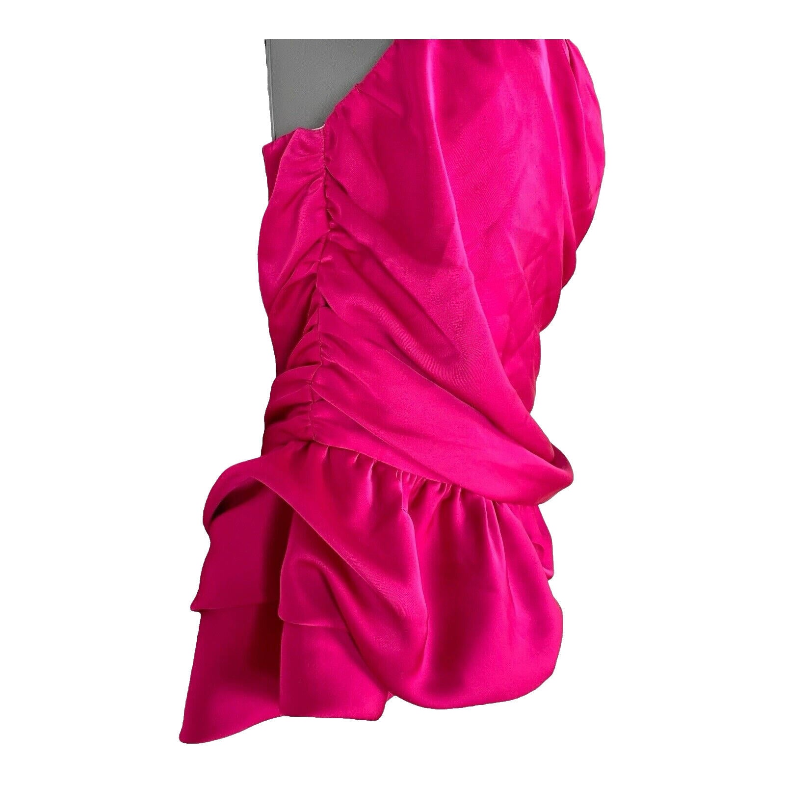 Pink Satin Ruffle Top Strapless Blouse Women’s UK Size S