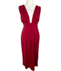 Nasty Gal Dress Red Long Deep Plunge Side Slit Women’s UK Size 8