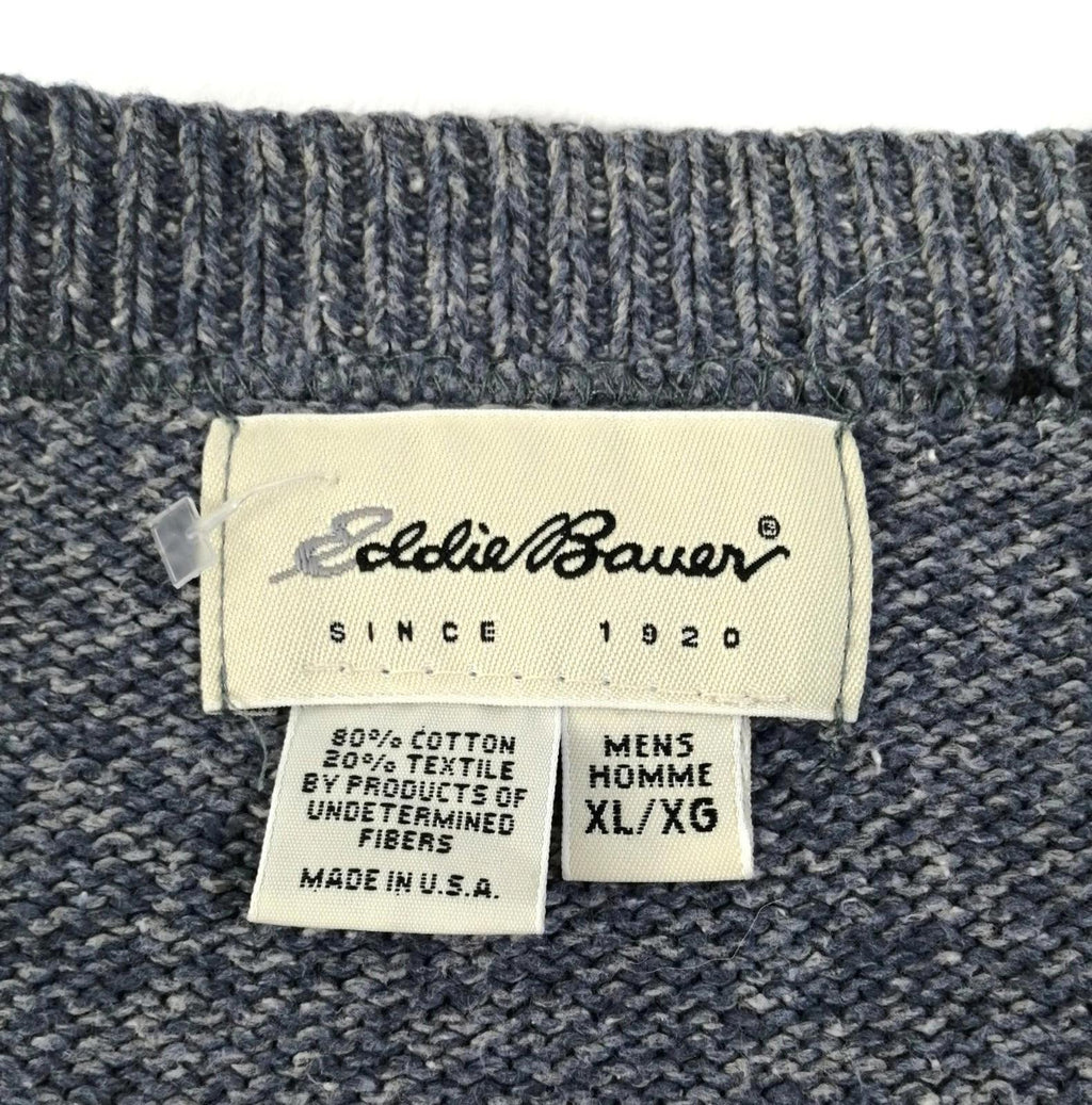 Eddie Bauer Grey Navy Knit Sweatshirt Jumper Men's Size XL Pullover