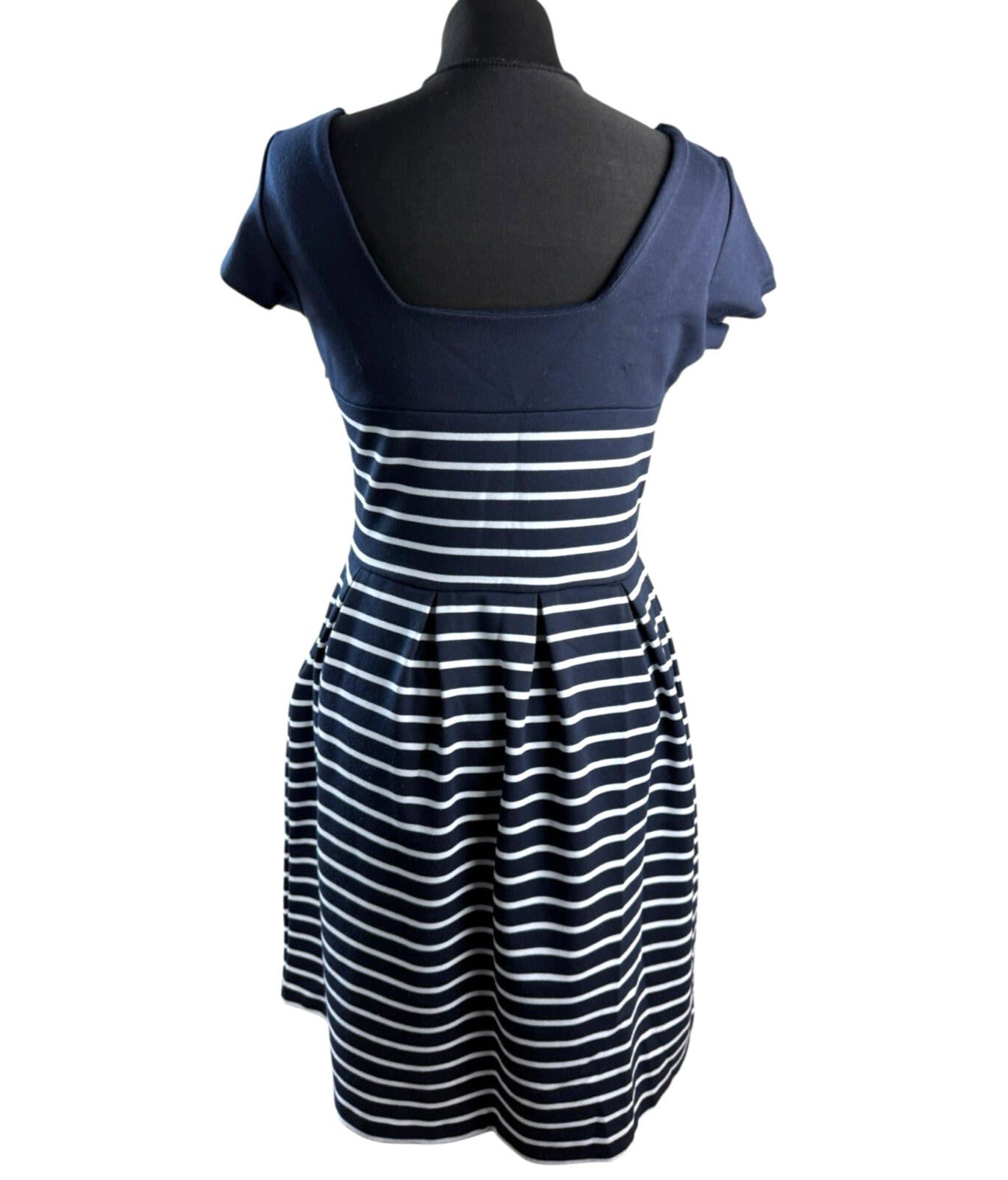 La Redoute Skater Dress Women’s UK Size Square Neck Mini Navy White Stripe