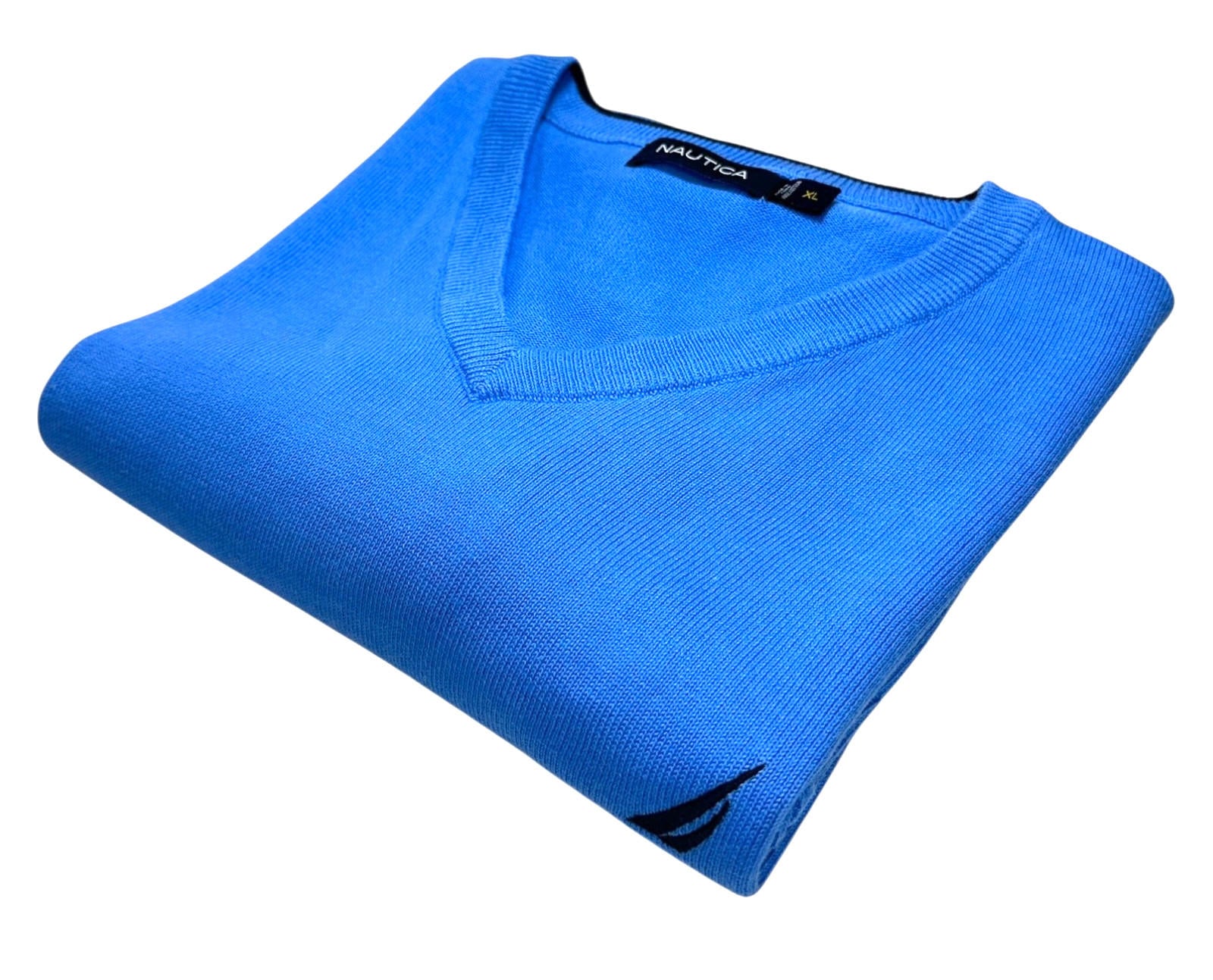 Nautica Sweater Vest Men's UK Size XL Blue Sleeveless 100% Cotton V-Neck