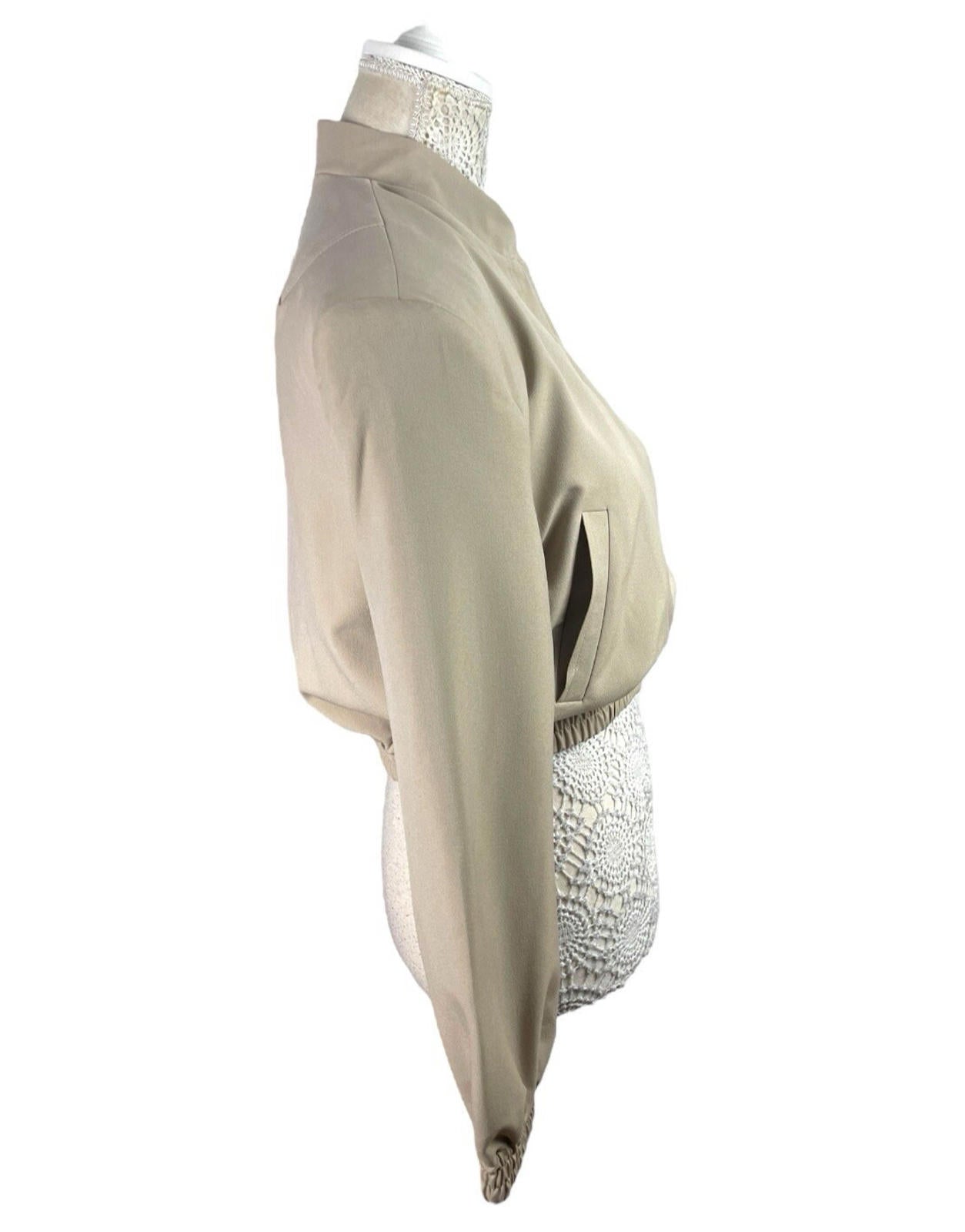 ASOS Beige Cropped Trench Coat Shoulder Pads High Neck Women’s UK Size 8