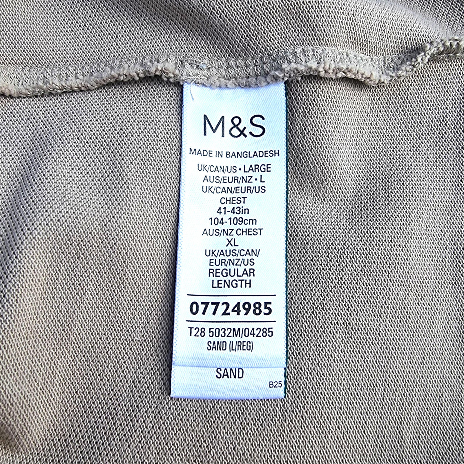 M&S Polo Shirt Men's UK Size L Beige Sand Short Sleeve 100% Cotton 41-43" Chest