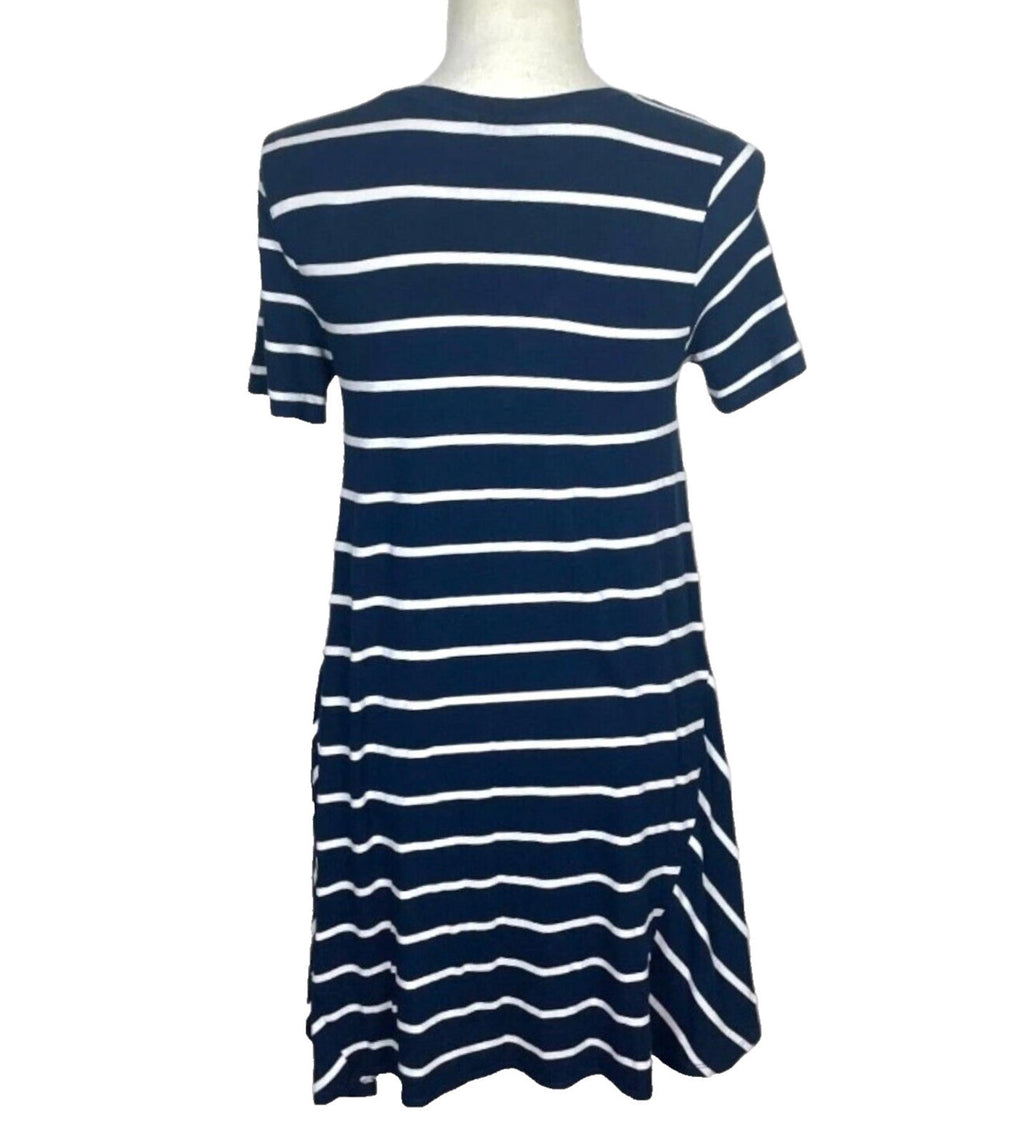 TU Jumper Dress Navy Blue & White Striped Women's UK Size 8