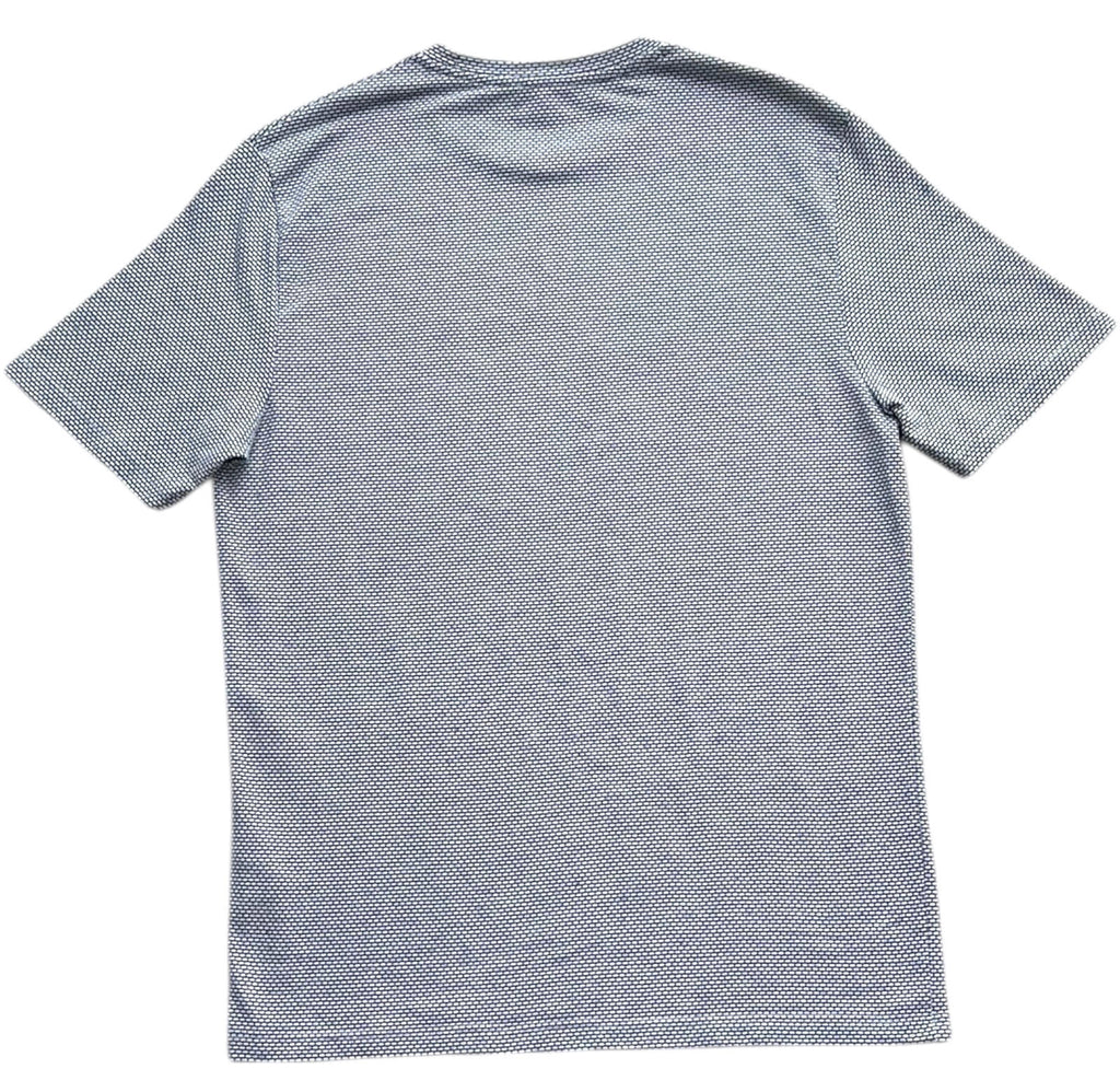 Reiss T-Shirt Men's UK Size M White & Blue Geometric Block Print Crew Neck
