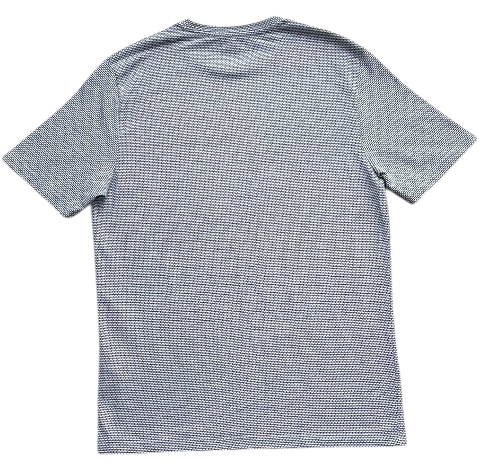Reiss T-Shirt Men's UK Size M White & Blue Geometric Block Print Crew Neck
