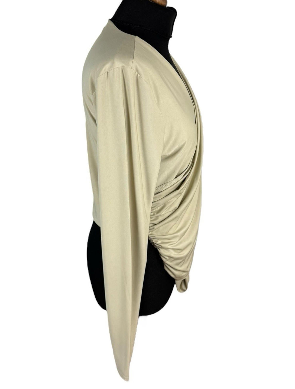 Red Label Beige Layered Top Slimming Long Sleeve Stretch Women’s UK Size S