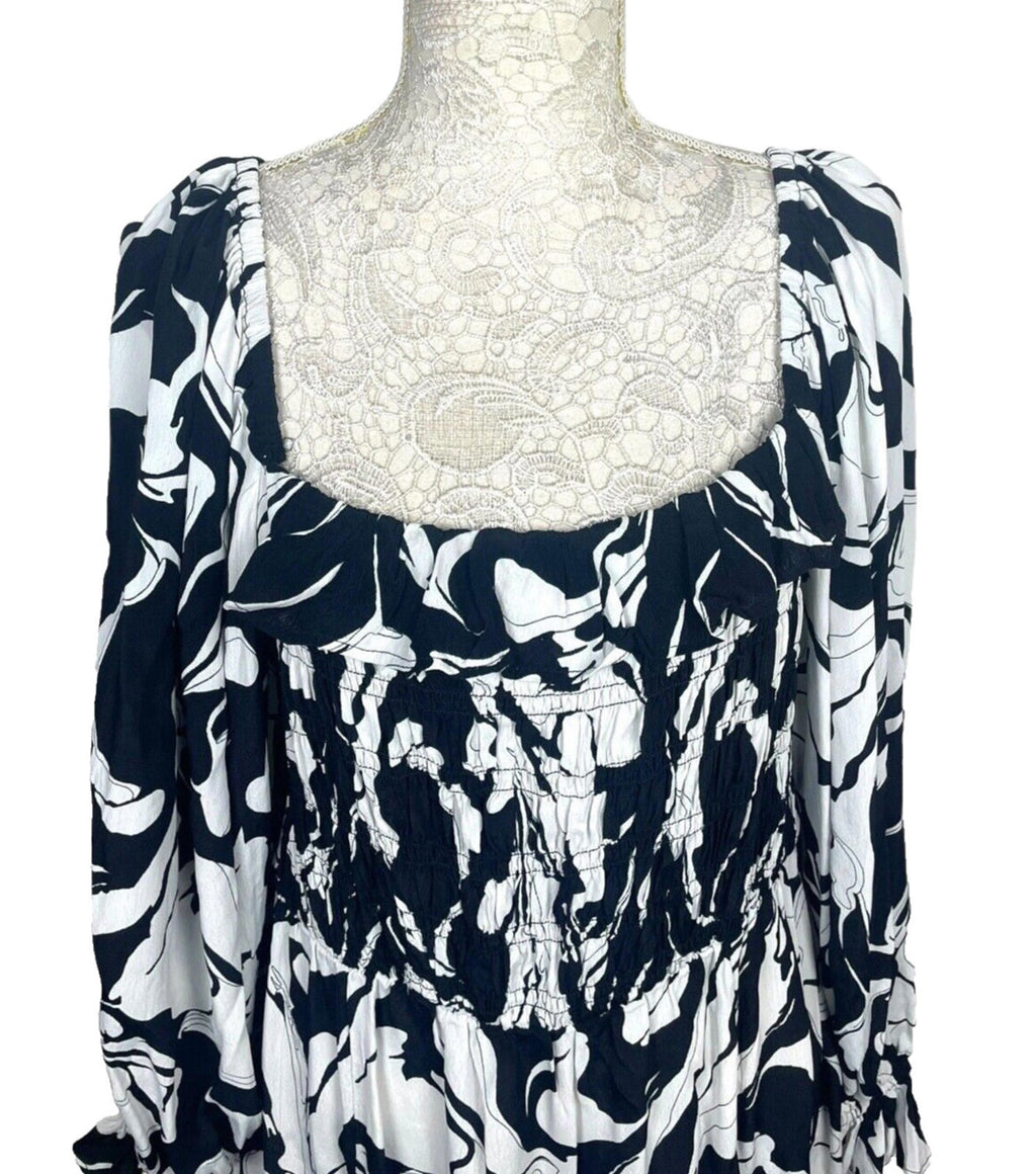 River Island Dress Black & White Bardot With Side Split Women's UK Size 14