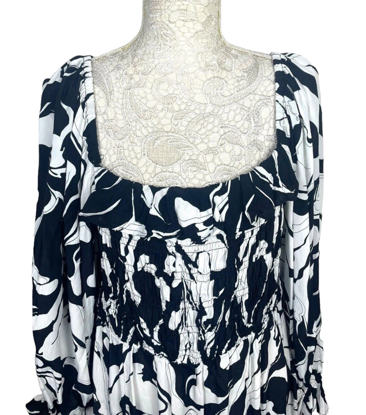 River Island Dress Black & White Bardot With Side Split Women's UK Size 14