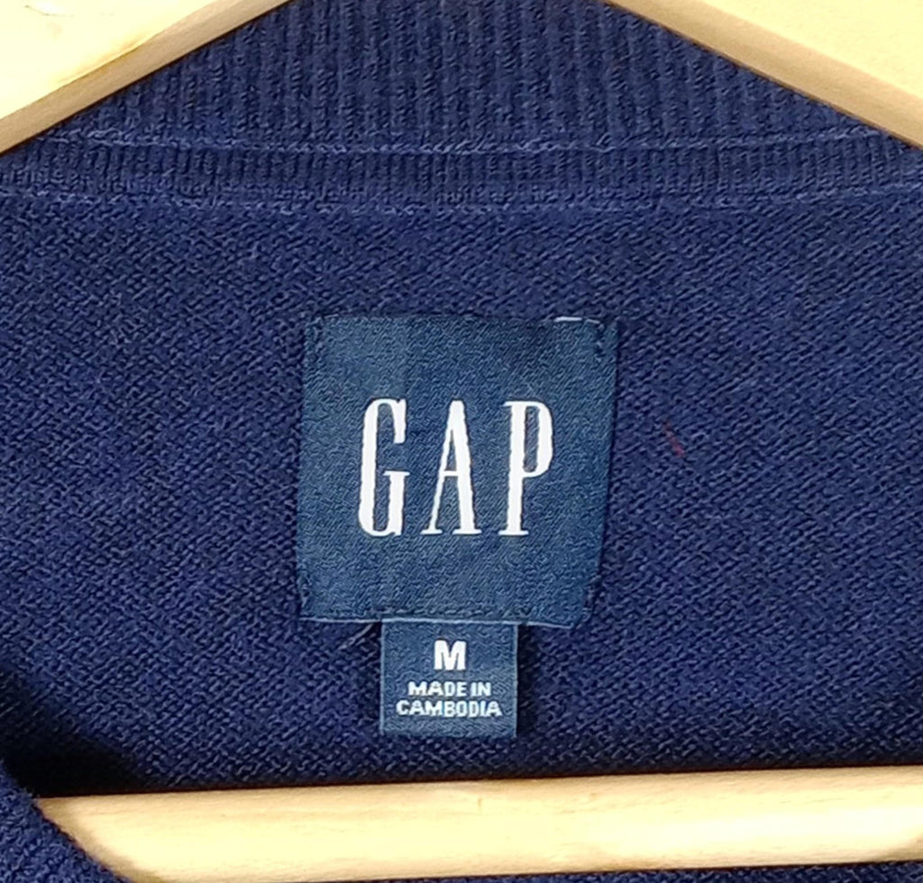Gap Knit Jumper Men's UK Size M Blue Long Sleeve 100% Cotton Crew Neck Sweater
