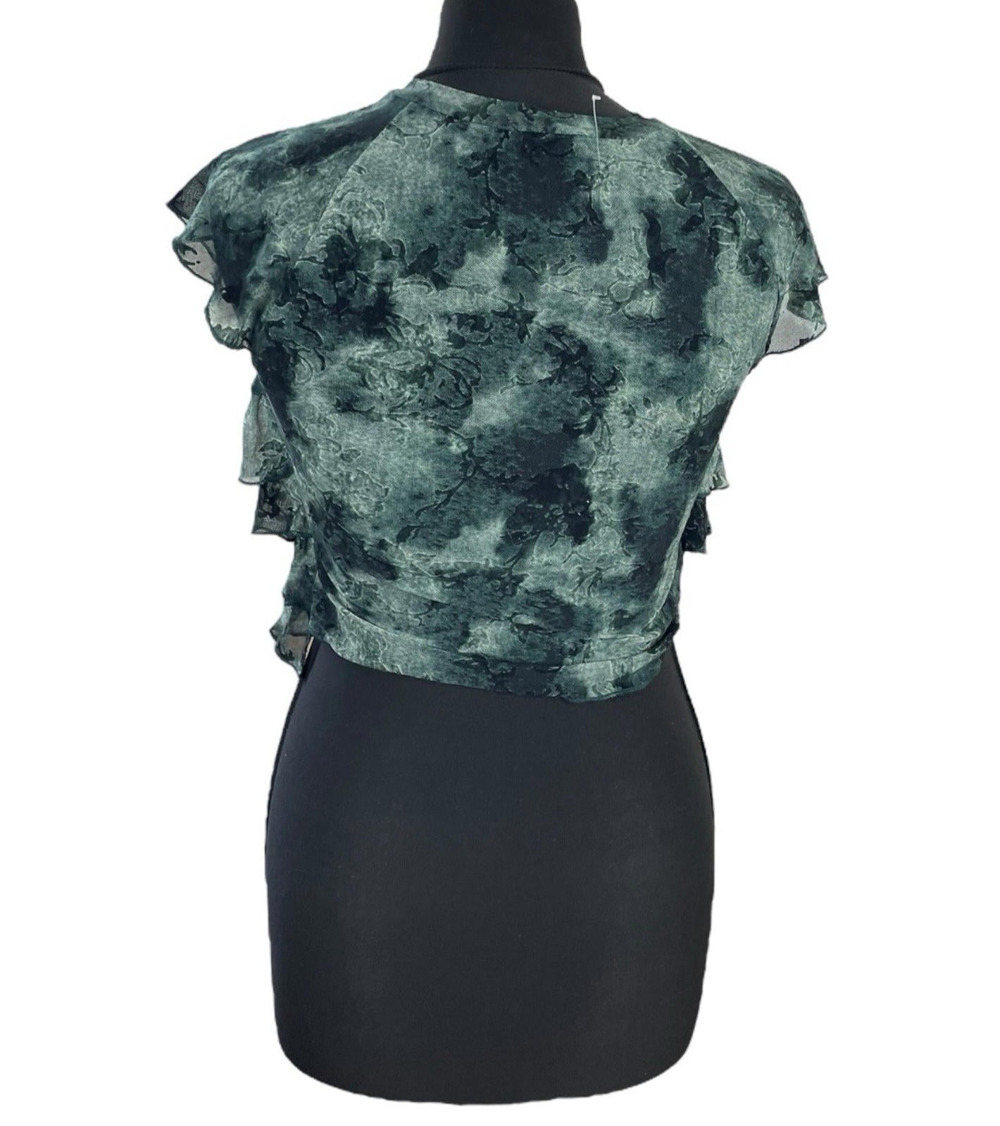 Pretty Little Thing Green Croptop Ruffle Layered High Beck Women’s UK Size 8