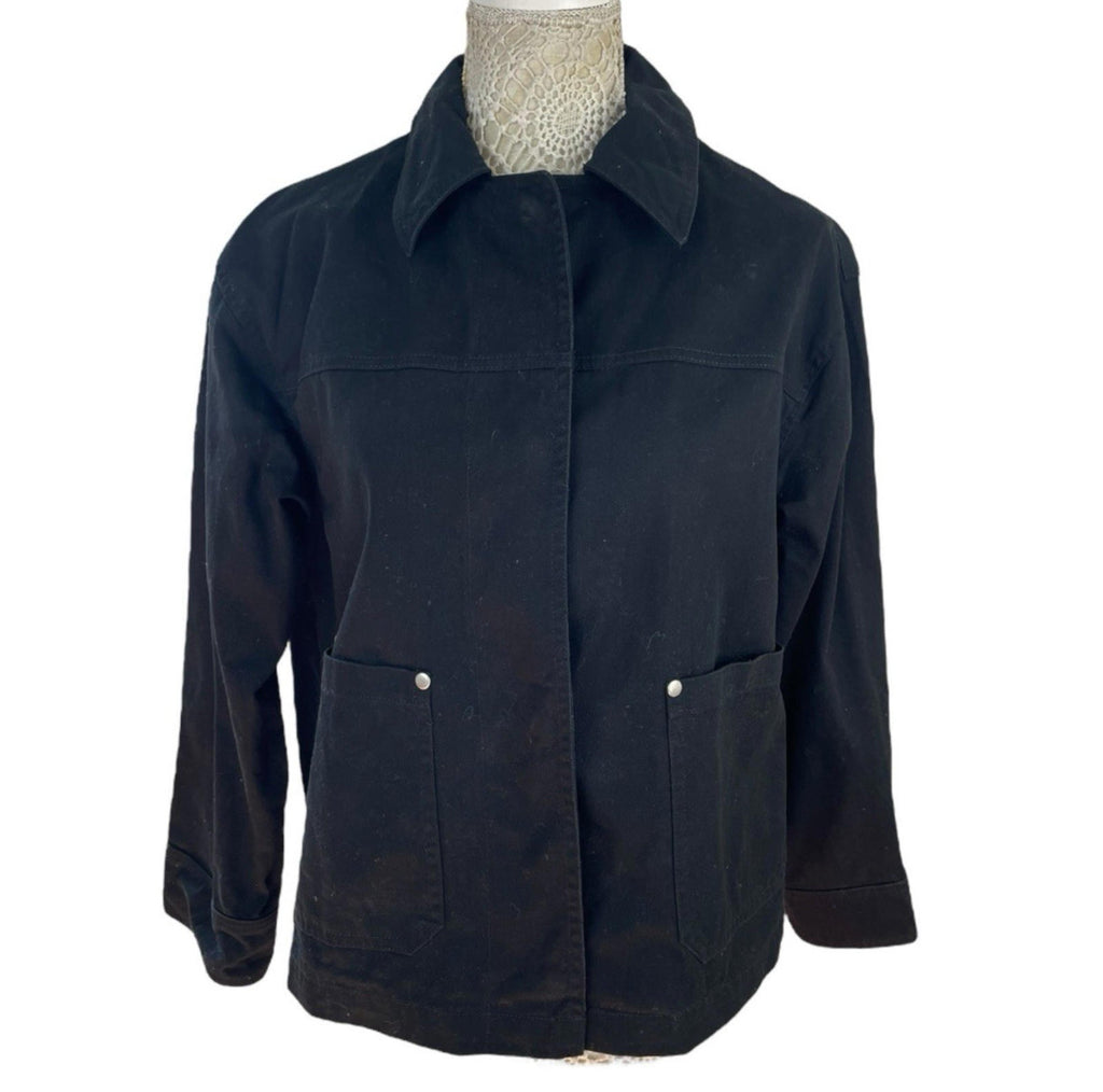 ASOS Petite Black Denim Jacket Relaxed Fit Women’s UK Size 8