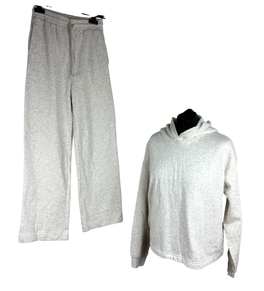 H&M Joggers Co Ord Set Women's UK Size XS Jersey Hoodie Jog Pants Light Grey