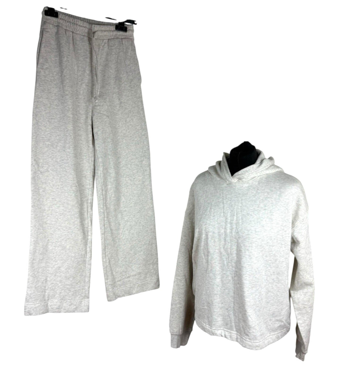 H&M Joggers Co Ord Set Women's UK Size XS Jersey Hoodie Jog Pants Light Grey