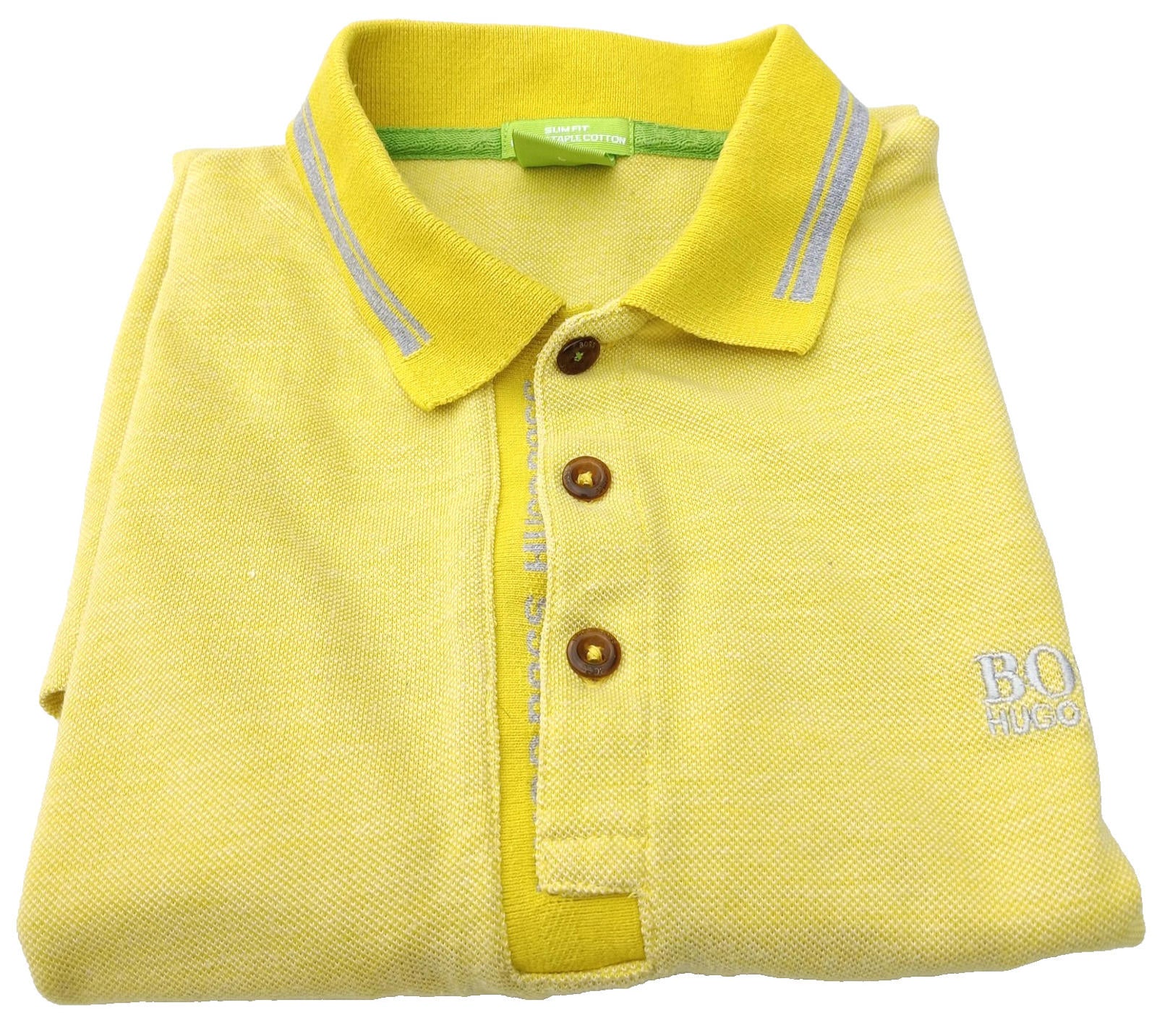 Hugo Boss Polo Shirt Men's UK Size L Yellow Short Sleeve 100% Cotton Easy Care