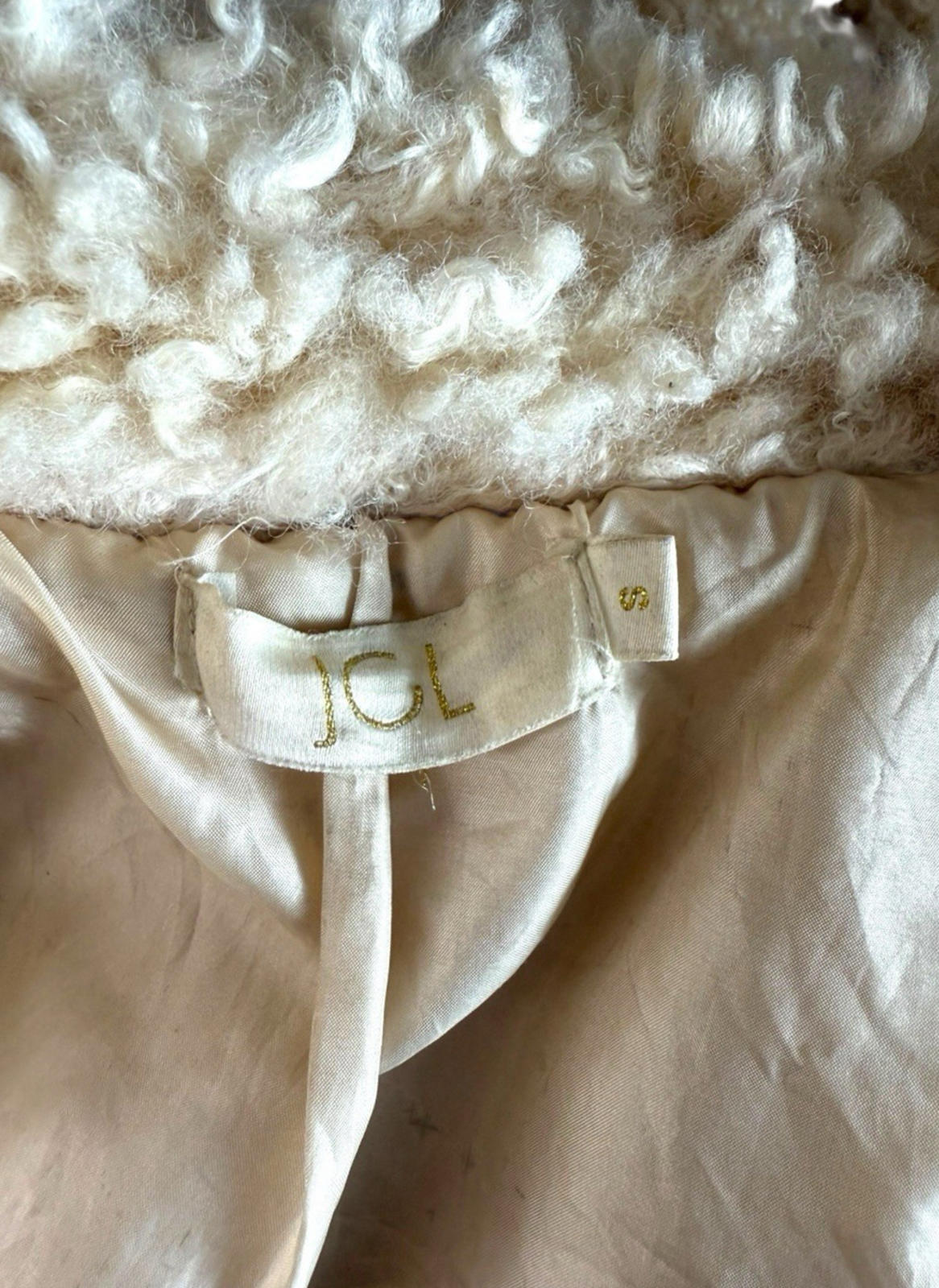 JGL Cream Teddy Fleece Coat Jacket Collared Relaxed Fit Women’s UK Size 8