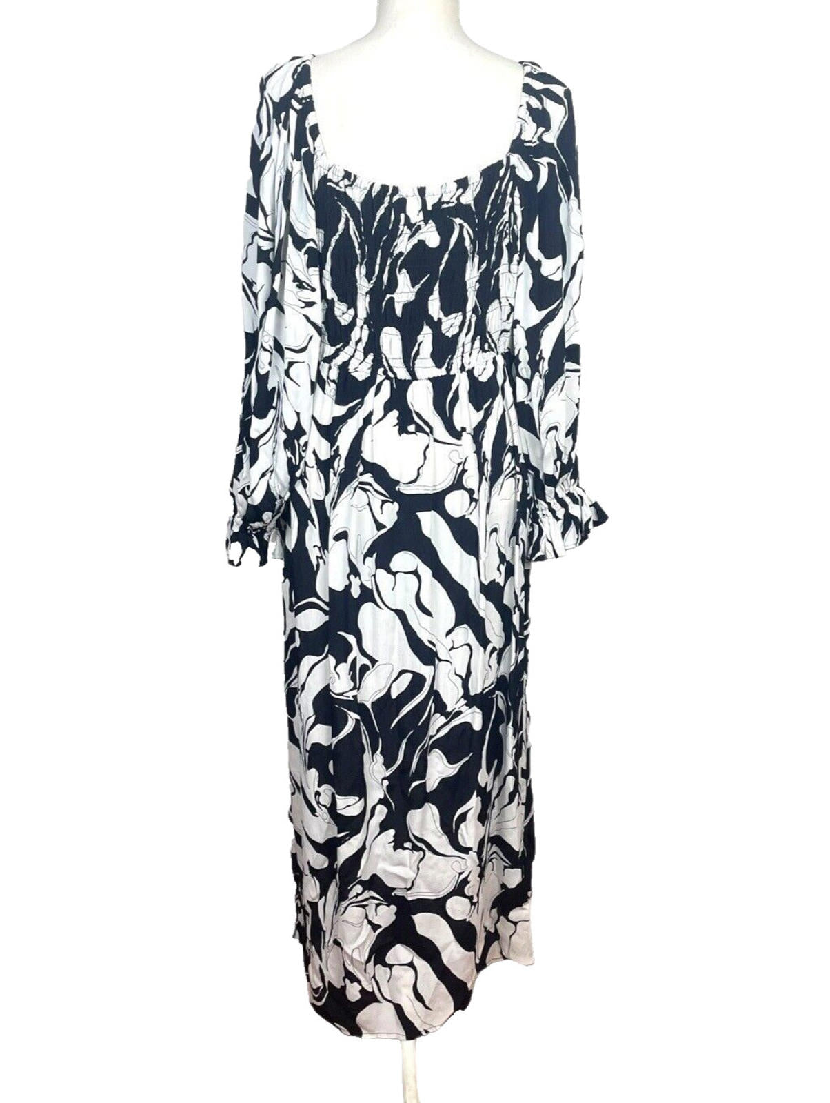 River Island Dress Black & White Bardot With Side Split Women's UK Size 14