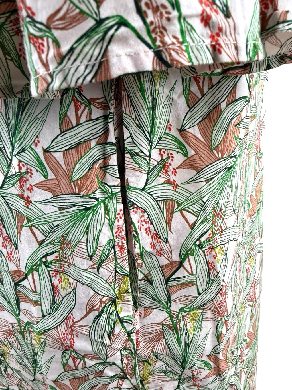 H&M Off Shoulder Mini Dress Women’s UK Size 8 Flare Sleeve Tropical Leaf Print