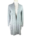 New Look Longline Knit Cardigan Women’s UK Size S Grey Ribbed Open Front Pockets