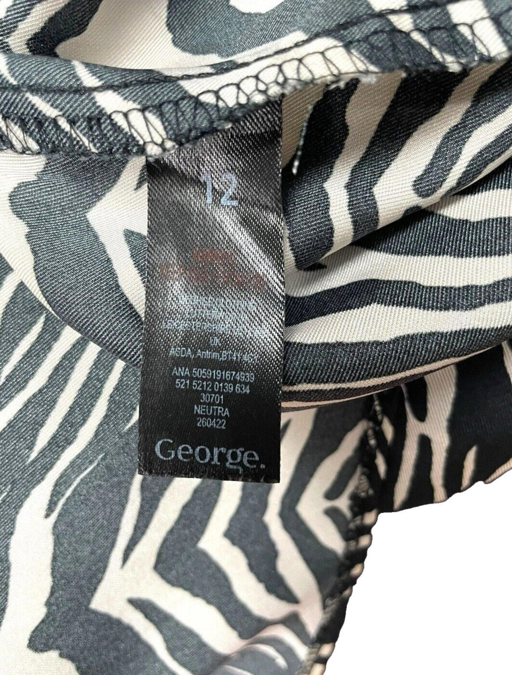 George Pleated Midi Skirt Women’s UK Size 12 Black & Beige Animal Chevron Print