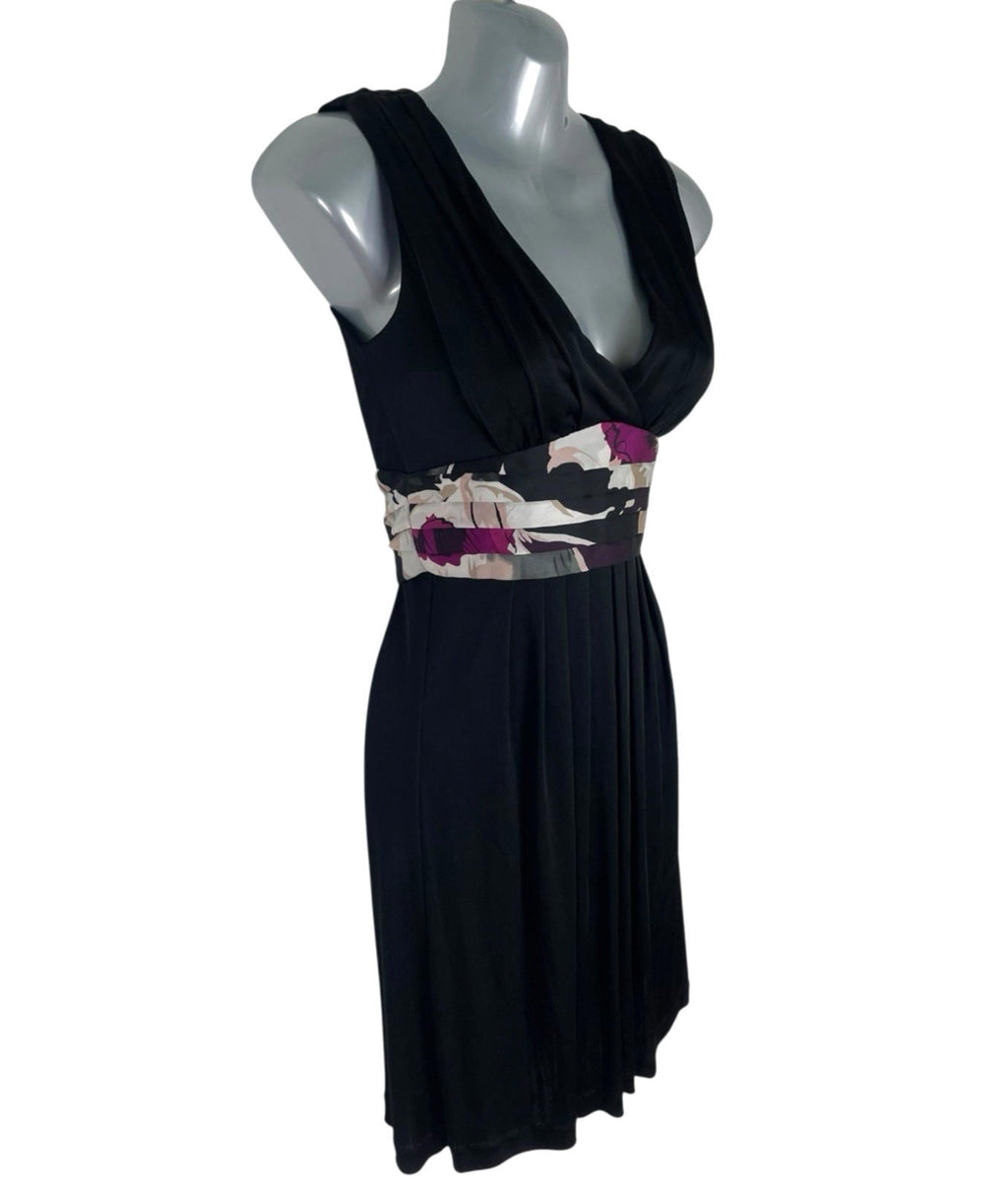 Ted Baker Black Occasion Dress Knee Length Floral Tie Back Women's UK Size 0 2XS
