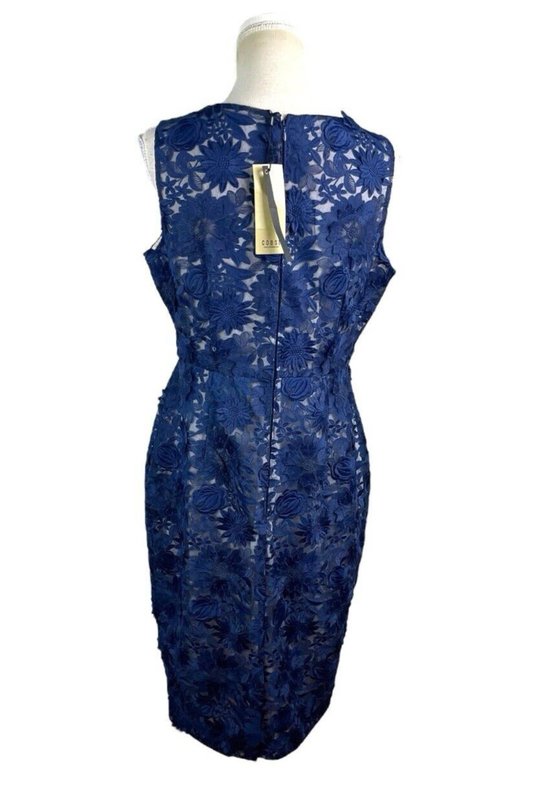 Coast Philippa Navy Blue Lace Formal Dress Midi Women’s UK Size 14