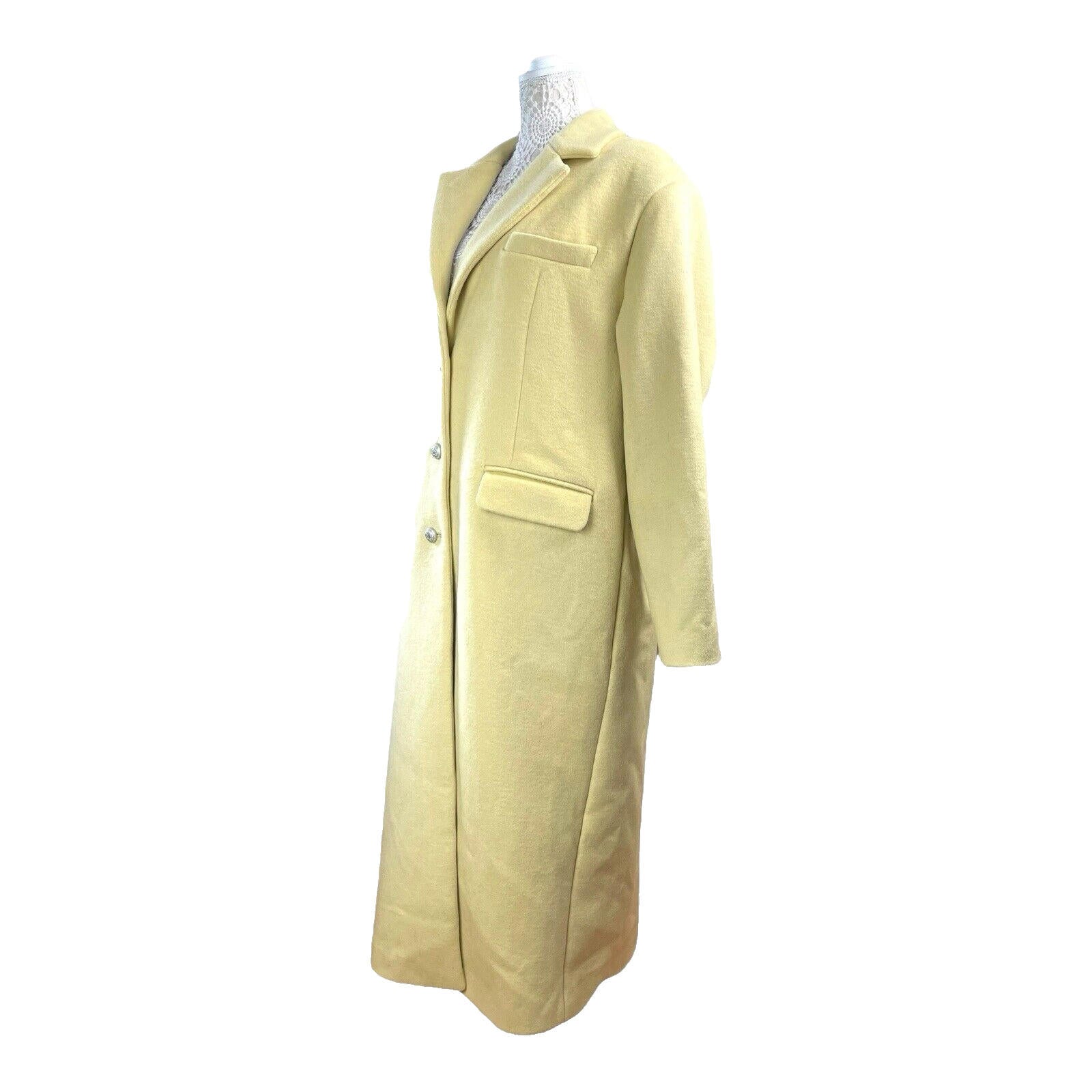 Riverland Overcoat Faux Wool Pale Yellow Oversized Long Women’s UK Size 16