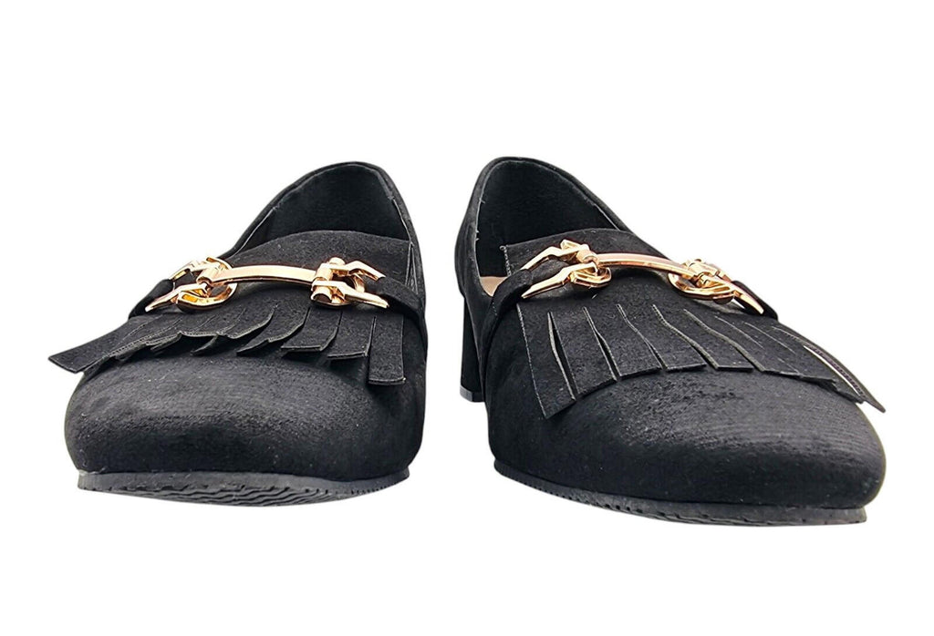 JD Williams Black Suedette Block Heel Court Shoes Wide Fit Women's UK Size 7 EEE