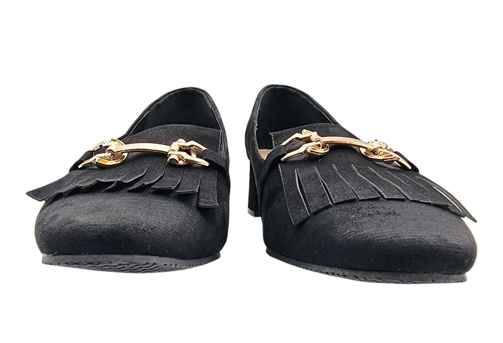 JD Williams Black Suedette Block Heel Court Shoes Wide Fit Women's UK Size 7 EEE