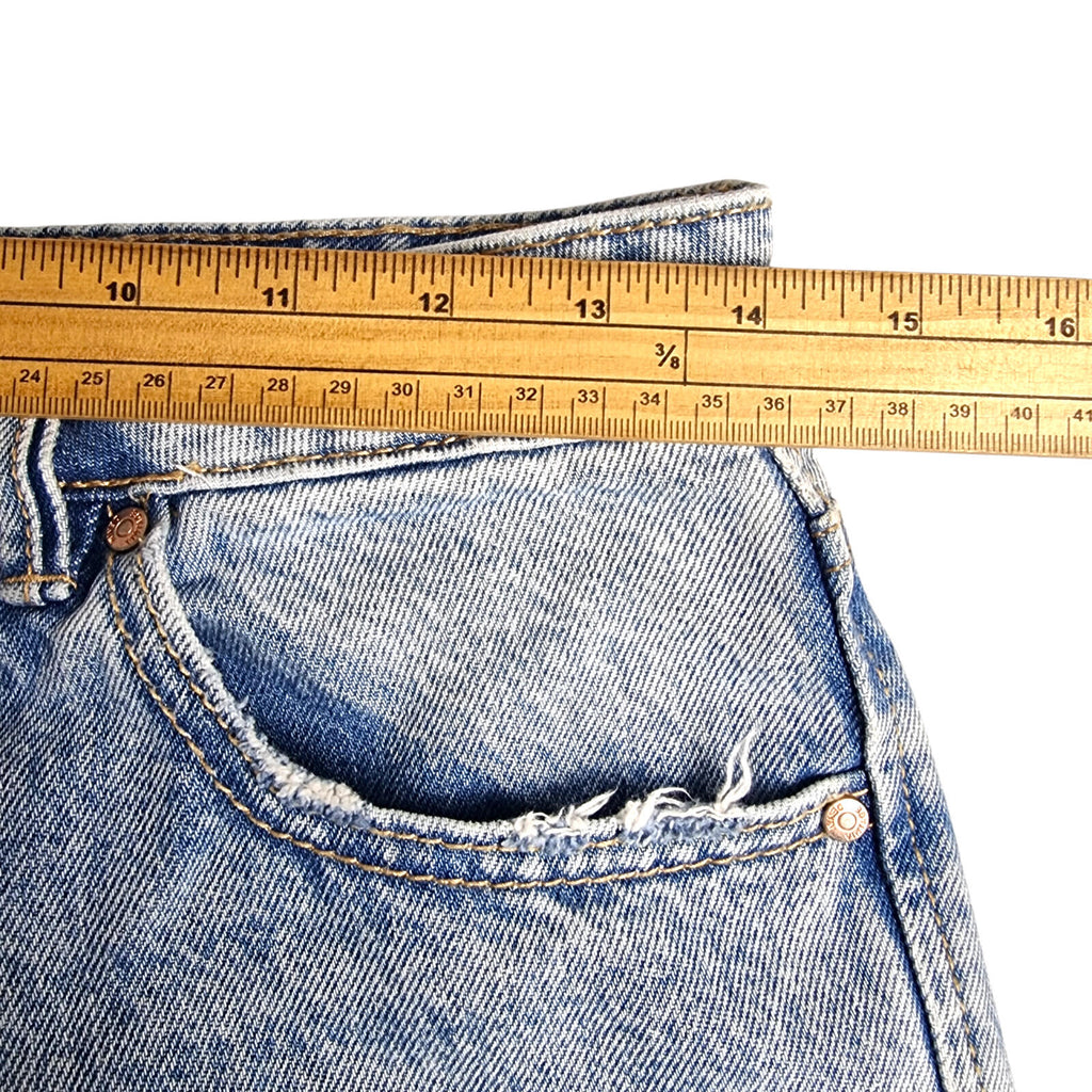 Stradivarius Jeans Women's UK Size 8 Straight Fit High Waisted Light Blue Denim
