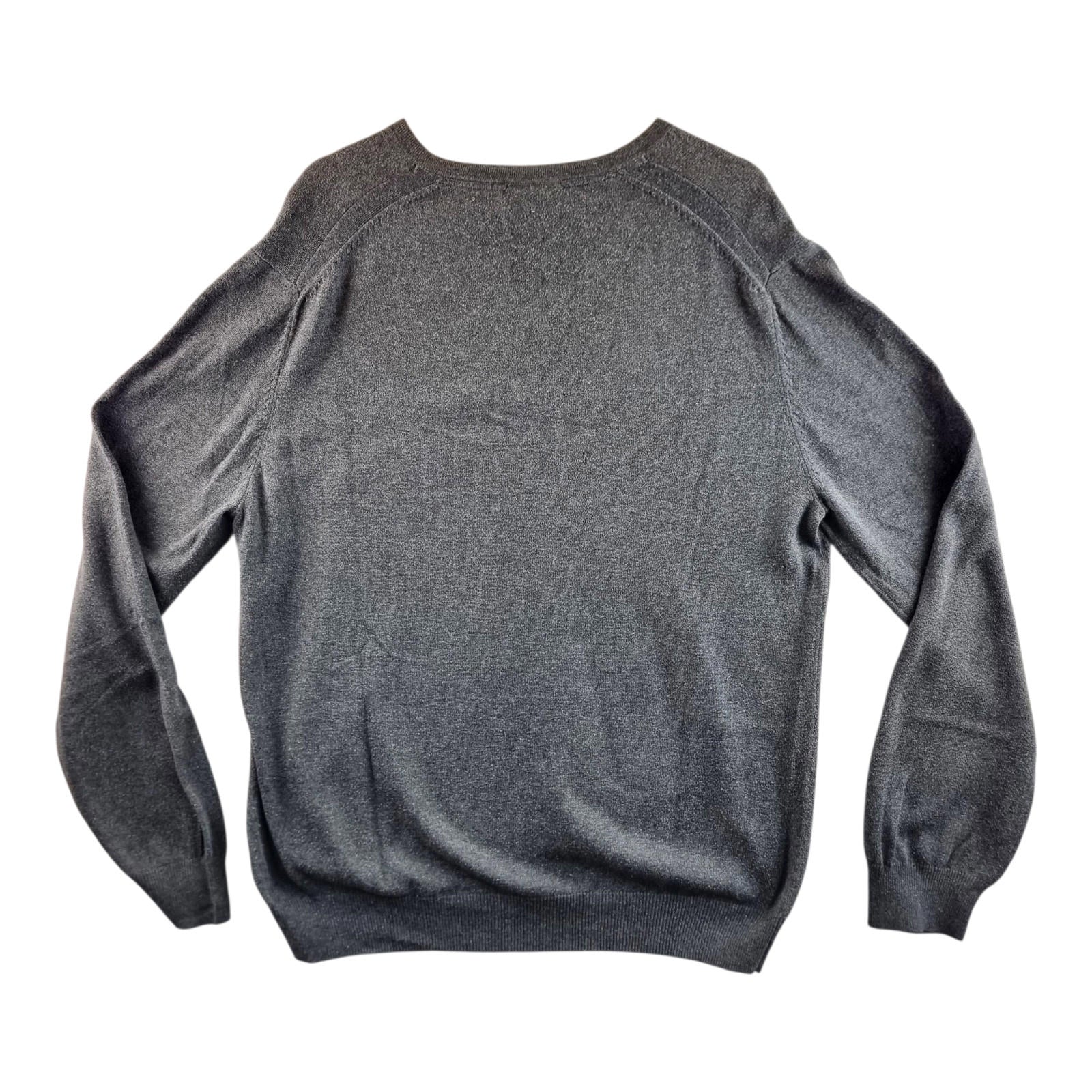 DKNY Knit Jumper Men's UK Size XL Grey Long Sleeve V-Neck Sweater Pullover