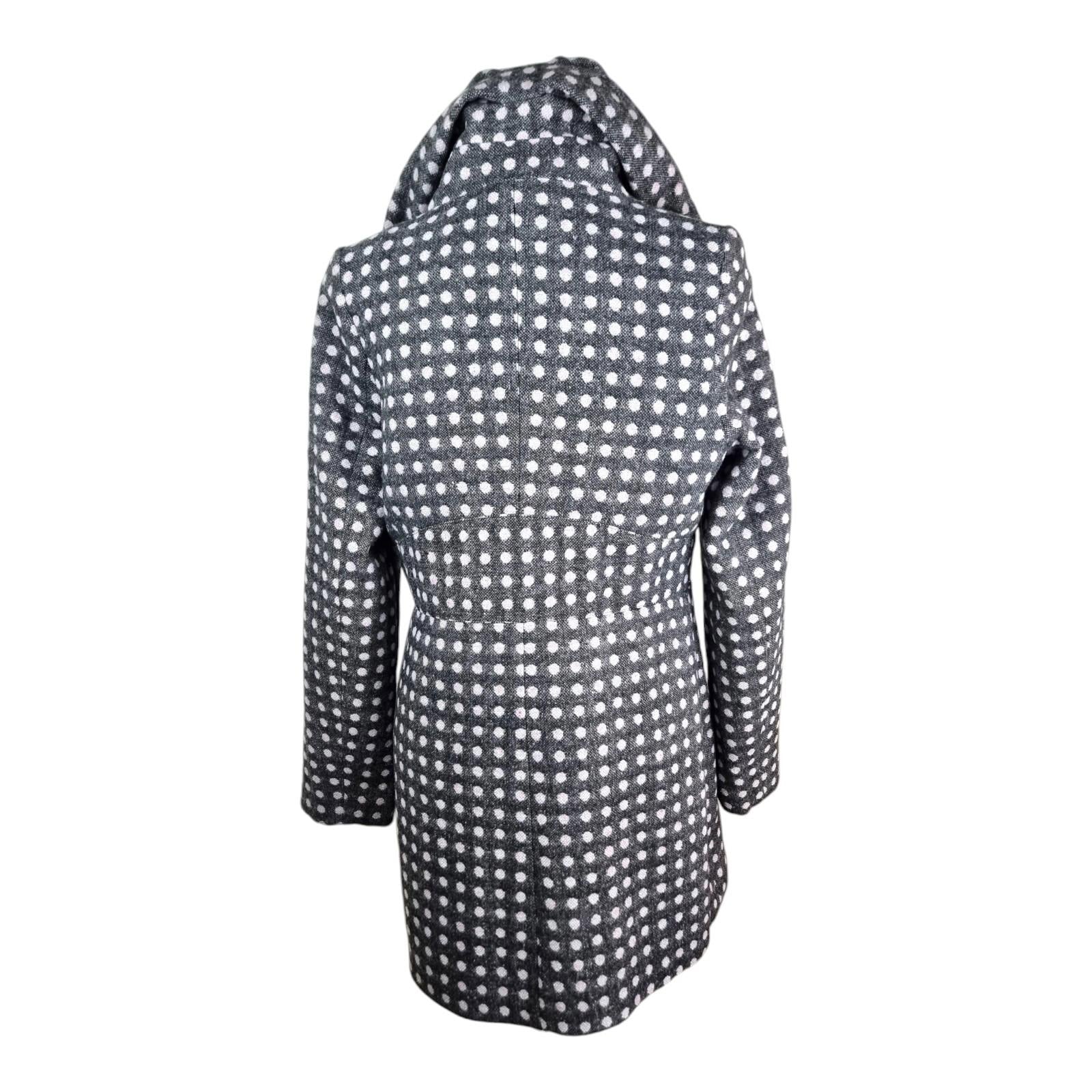 Ringspun Pink Polka Dot Grey Coat Women's UK Size M