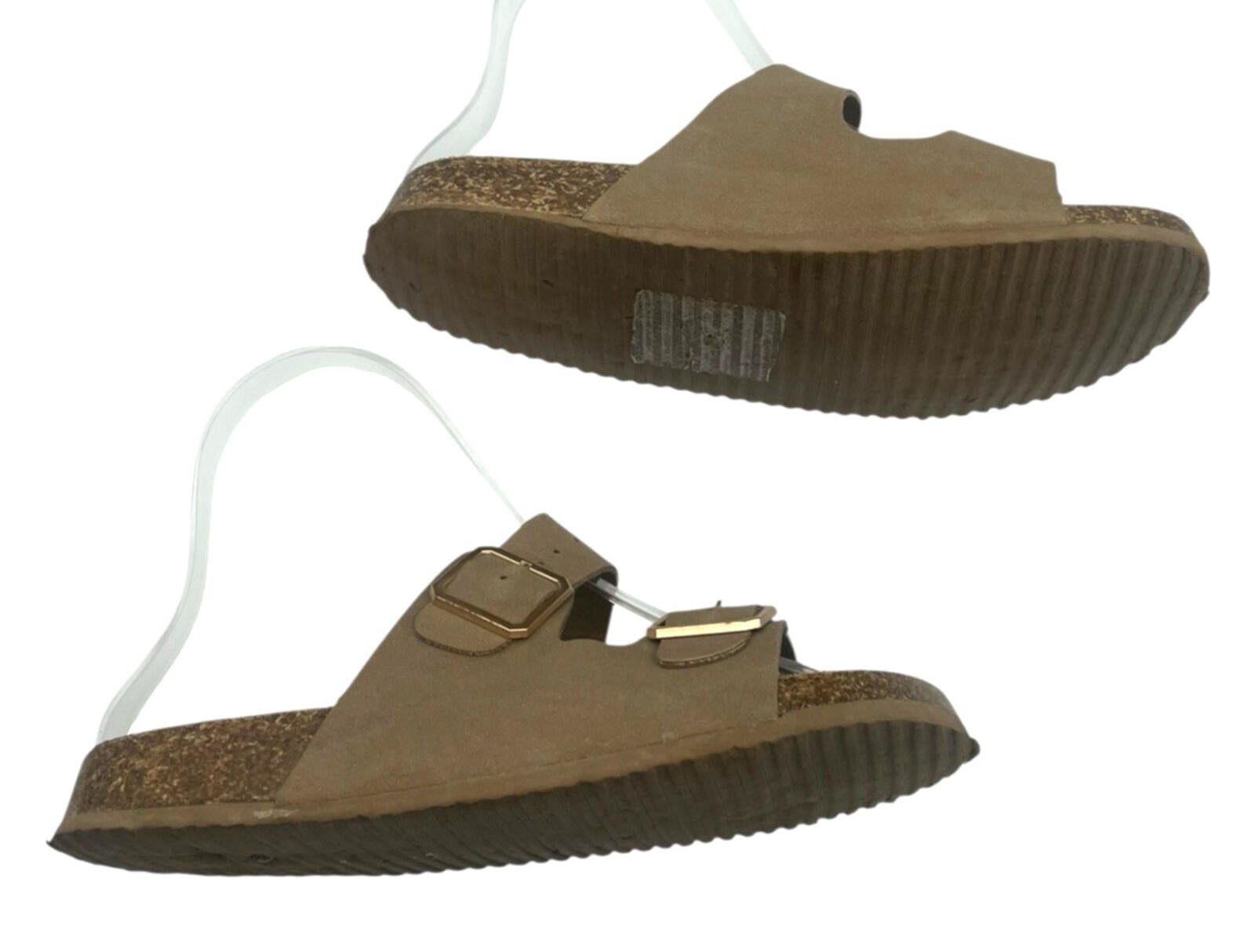 Primark Faux Leather Slider Sandals Women's UK Size 3 Open Toe Gold Buckle
