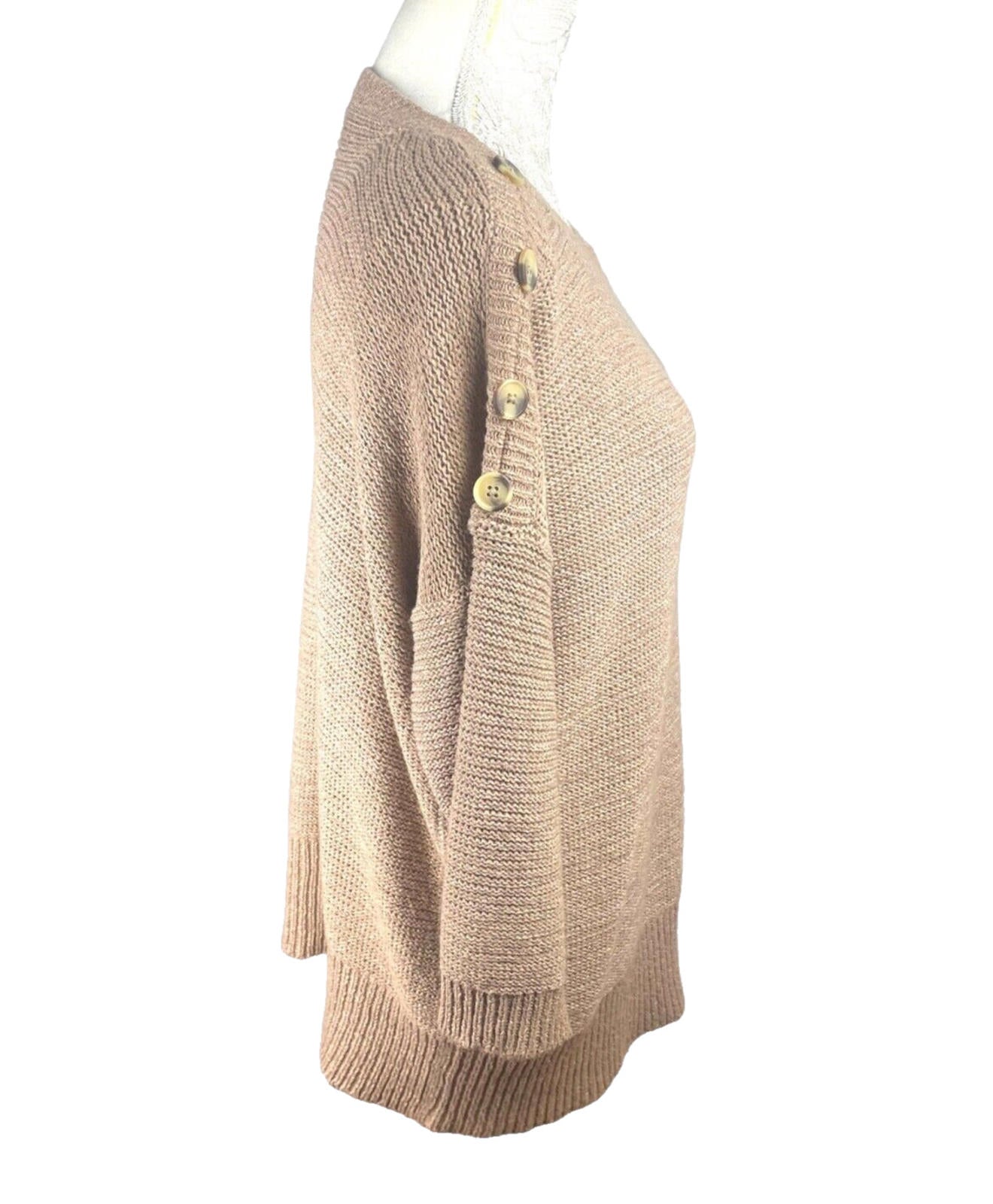 Wallis Knit Jumper Beige With Button Detail Women's UK Size 12-14