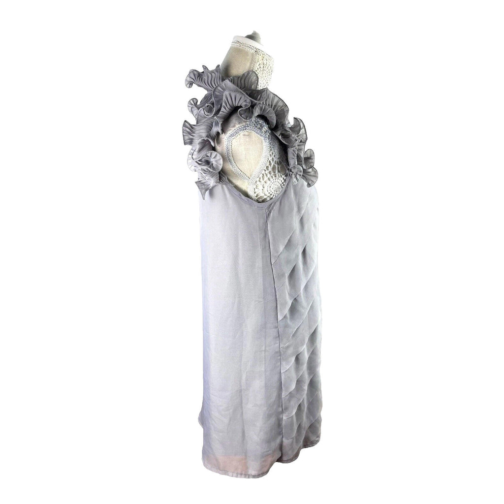 Miso Grey Chiffon Mini Dress Occasion Exaggerated Frill Women’s UK Size 12