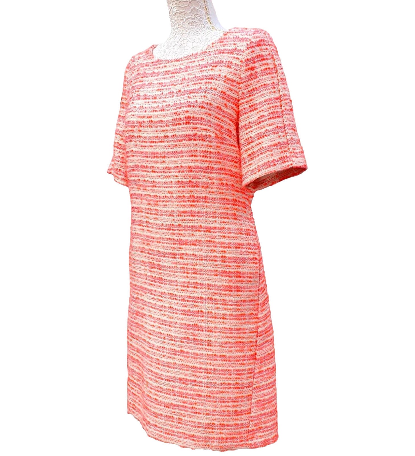 John Lewis Orange Tweed 60's Mini Dress Textured Summer Women's UK Size 12