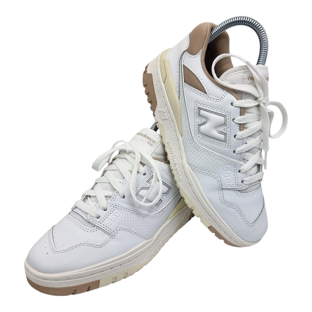 New Balance 550 Trainers Women's UK Size 4 White Tan Synthetic Leather